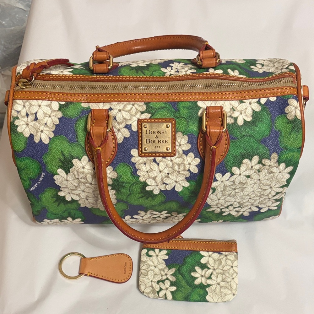 Dooney & Bourke Green and White Floral Satchel